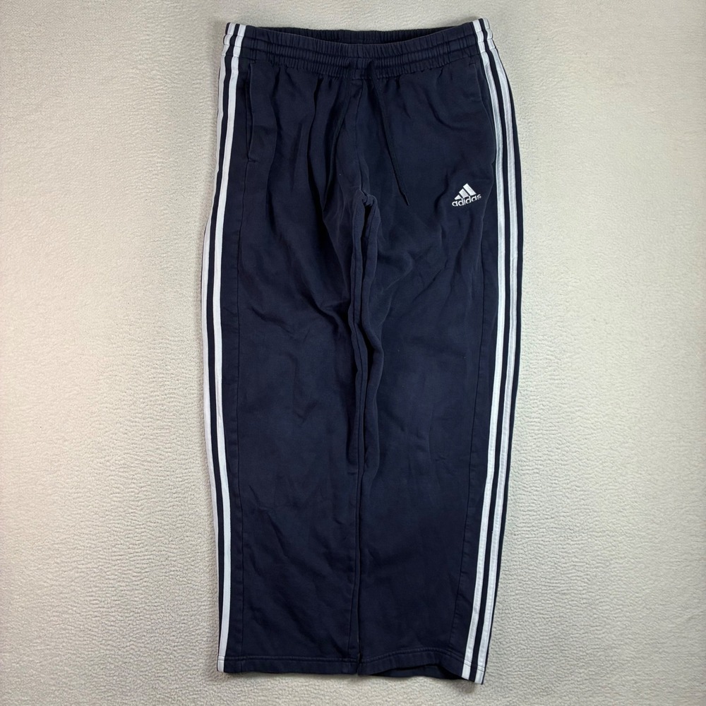 Adidas Baggy Sweatpants Men XL Blue Relaxed Fleece Track Pants Drawstring‎ Y2K
